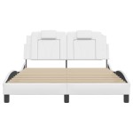 vidaXL Cadru de pat cu lumini LED, alb, 120x200 cm, piele ecologică vidaXL Cadru de pat cu lumini LED, alb, 120x200 cm, piele ecologică