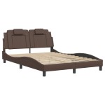 vidaXL Cadru de pat cu lumini LED, maro, 120x200 cm, piele ecologică vidaXL Cadru de pat cu lumini LED, maro, 120x200 cm, piele ecologică