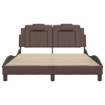 vidaXL Cadru de pat cu lumini LED, maro, 120x200 cm, piele ecologică vidaXL Cadru de pat cu lumini LED, maro, 120x200 cm, piele ecologică