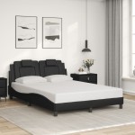 vidaXL Cadru de pat cu lumini LED, gri, 120x200 cm, piele ecologică