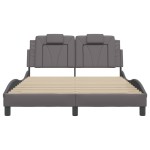 vidaXL Cadru de pat cu lumini LED, gri, 120x200 cm, piele ecologică