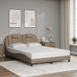 vidaXL Cadru de pat cu LED, cappuccino, 120x200 cm, piele ecologică