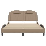 vidaXL Cadru de pat cu LED, cappuccino, 120x200 cm, piele ecologică