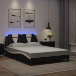 vidaXL Cadru de pat cu LED, negru și alb, 120x200 cm, piele ecologică vidaXL Cadru de pat cu LED, negru și alb, 120x200 cm, piele ecologică