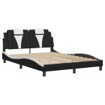 vidaXL Cadru de pat cu LED, negru și alb, 120x200 cm, piele ecologică vidaXL Cadru de pat cu LED, negru și alb, 120x200 cm, piele ecologică