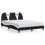 vidaXL Cadru de pat cu LED, negru și alb, 120x200 cm, piele ecologică vidaXL Cadru de pat cu LED, negru și alb, 120x200 cm, piele ecologică