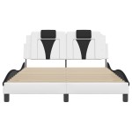 vidaXL Cadru de pat cu LED, alb și negru, 120x200 cm, piele ecologică