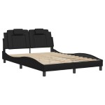 vidaXL Cadru de pat cu lumini LED, negru, 140x190 cm, piele ecologică vidaXL Cadru de pat cu lumini LED, negru, 140x190 cm, piele ecologică