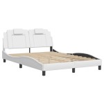 vidaXL Cadru de pat cu lumini LED, alb, 140x200 cm, piele ecologică vidaXL Cadru de pat cu lumini LED, alb, 140x200 cm, piele ecologică