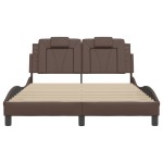 vidaXL Cadru de pat cu lumini LED, maro, 140x200 cm, piele ecologică vidaXL Cadru de pat cu lumini LED, maro, 140x200 cm, piele ecologică