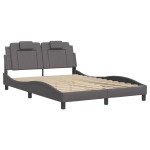 vidaXL Cadru de pat cu lumini LED, gri, 140x200 cm, piele ecologică