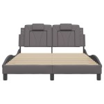 vidaXL Cadru de pat cu lumini LED, gri, 140x200 cm, piele ecologică