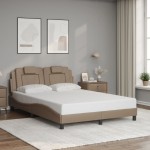 vidaXL Cadru de pat lumini LED, cappuccino, 140x200 cm piele ecologică vidaXL Cadru de pat lumini LED, cappuccino, 140x200 cm piele ecologică