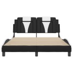 vidaXL Cadru de pat cu LED, negru și alb, 140x200 cm, piele ecologică