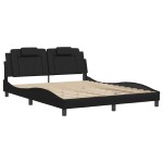 vidaXL Cadru de pat cu lumini LED, negru, 160x200 cm, piele ecologică