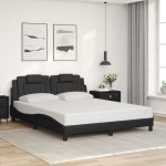 vidaXL Cadru de pat cu lumini LED, negru, 160x200 cm, piele ecologică