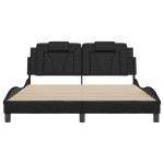 vidaXL Cadru de pat cu lumini LED, negru, 160x200 cm, piele ecologică