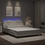 vidaXL Cadru de pat cu lumini LED, alb, 160x200 cm, piele ecologică vidaXL Cadru de pat cu lumini LED, alb, 160x200 cm, piele ecologică