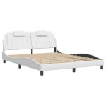 vidaXL Cadru de pat cu lumini LED, alb, 160x200 cm, piele ecologică vidaXL Cadru de pat cu lumini LED, alb, 160x200 cm, piele ecologică
