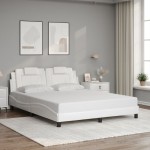 vidaXL Cadru de pat cu lumini LED, alb, 160x200 cm, piele ecologică vidaXL Cadru de pat cu lumini LED, alb, 160x200 cm, piele ecologică