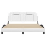 vidaXL Cadru de pat cu lumini LED, alb, 160x200 cm, piele ecologică vidaXL Cadru de pat cu lumini LED, alb, 160x200 cm, piele ecologică