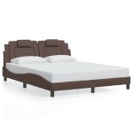 vidaXL Cadru de pat cu lumini LED, maro, 160x200 cm, piele ecologică vidaXL Cadru de pat cu lumini LED, maro, 160x200 cm, piele ecologică
