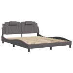 vidaXL Cadru de pat cu lumini LED, gri, 160x200 cm, piele ecologică vidaXL Cadru de pat cu lumini LED, gri, 160x200 cm, piele ecologică