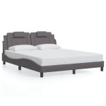 vidaXL Cadru de pat cu lumini LED, gri, 160x200 cm, piele ecologică vidaXL Cadru de pat cu lumini LED, gri, 160x200 cm, piele ecologică