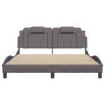 vidaXL Cadru de pat cu lumini LED, gri, 160x200 cm, piele ecologică vidaXL Cadru de pat cu lumini LED, gri, 160x200 cm, piele ecologică