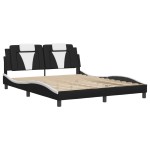 vidaXL Cadru de pat cu LED, negru și alb, 160x200 cm, piele ecologică vidaXL Cadru de pat cu LED, negru și alb, 160x200 cm, piele ecologică