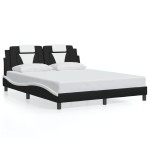 vidaXL Cadru de pat cu LED, negru și alb, 160x200 cm, piele ecologică vidaXL Cadru de pat cu LED, negru și alb, 160x200 cm, piele ecologică
