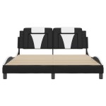 vidaXL Cadru de pat cu LED, negru și alb, 160x200 cm, piele ecologică vidaXL Cadru de pat cu LED, negru și alb, 160x200 cm, piele ecologică