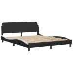 vidaXL Cadru de pat cu LED, negru și alb, 160x200 cm, piele ecologică vidaXL Cadru de pat cu LED, negru și alb, 160x200 cm, piele ecologică