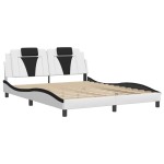 vidaXL Cadru de pat cu LED, alb și negru, 160x200 cm, piele ecologică vidaXL Cadru de pat cu LED, alb și negru, 160x200 cm, piele ecologică