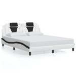 vidaXL Cadru de pat cu LED, alb și negru, 160x200 cm, piele ecologică vidaXL Cadru de pat cu LED, alb și negru, 160x200 cm, piele ecologică