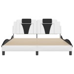 vidaXL Cadru de pat cu LED, alb și negru, 160x200 cm, piele ecologică vidaXL Cadru de pat cu LED, alb și negru, 160x200 cm, piele ecologică