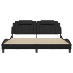 vidaXL Cadru de pat cu lumini LED, negru, 180x200 cm, piele ecologică
