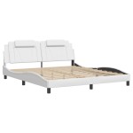 vidaXL Cadru de pat cu lumini LED, alb, 180x200 cm, piele ecologică vidaXL Cadru de pat cu lumini LED, alb, 180x200 cm, piele ecologică