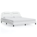 vidaXL Cadru de pat cu lumini LED, alb, 180x200 cm, piele ecologică vidaXL Cadru de pat cu lumini LED, alb, 180x200 cm, piele ecologică