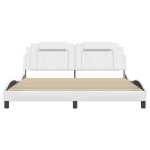 vidaXL Cadru de pat cu lumini LED, alb, 180x200 cm, piele ecologică vidaXL Cadru de pat cu lumini LED, alb, 180x200 cm, piele ecologică