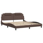 vidaXL Cadru de pat cu lumini LED, maro, 180x200 cm, piele ecologică vidaXL Cadru de pat cu lumini LED, maro, 180x200 cm, piele ecologică