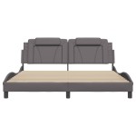 vidaXL Cadru de pat cu lumini LED, gri, 180x200 cm, piele ecologică