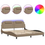 vidaXL Cadru de pat cu LED, cappuccino, 180x200 cm, piele ecologică
