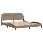 vidaXL Cadru de pat cu LED, cappuccino, 180x200 cm, piele ecologică