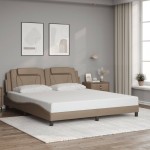 vidaXL Cadru de pat cu LED, cappuccino, 180x200 cm, piele ecologică
