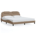 vidaXL Cadru de pat cu LED, cappuccino, 180x200 cm, piele ecologică