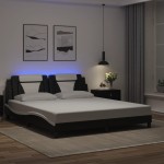vidaXL Cadru de pat cu LED, negru și alb, 180x200 cm, piele ecologică vidaXL Cadru de pat cu LED, negru și alb, 180x200 cm, piele ecologică