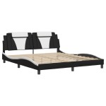 vidaXL Cadru de pat cu LED, negru și alb, 180x200 cm, piele ecologică vidaXL Cadru de pat cu LED, negru și alb, 180x200 cm, piele ecologică
