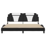 vidaXL Cadru de pat cu LED, negru și alb, 180x200 cm, piele ecologică vidaXL Cadru de pat cu LED, negru și alb, 180x200 cm, piele ecologică