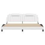 vidaXL Cadru de pat cu lumini LED, alb, 200x200 cm, piele ecologică vidaXL Cadru de pat cu lumini LED, alb, 200x200 cm, piele ecologică